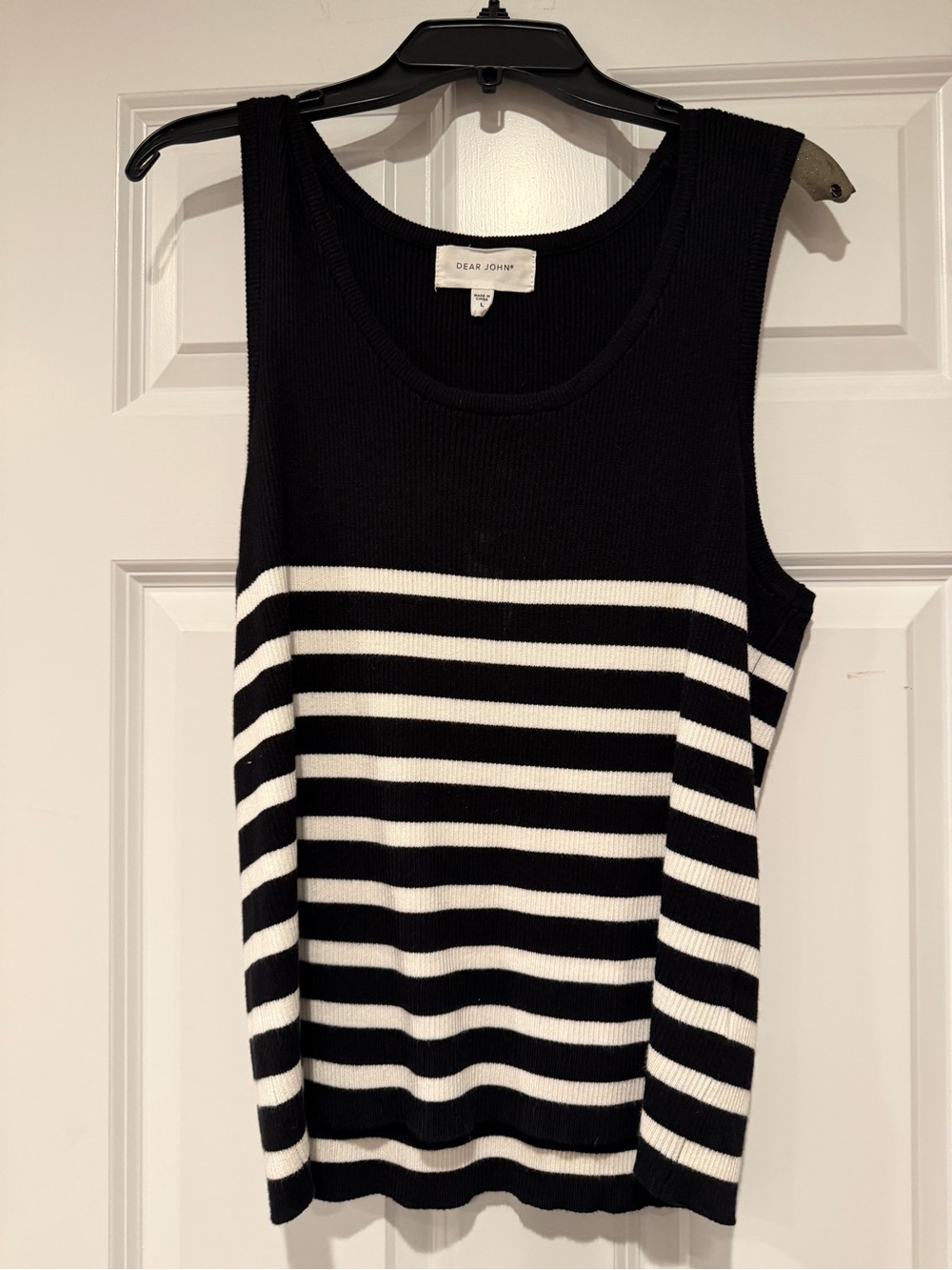 Dear John Black & White Striped Ribbed Tank